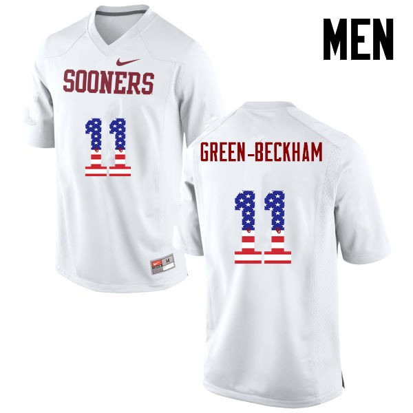 Men Oklahoma Sooners #11 Dorial Green-Beckham College Football USA Flag Fashion Jerseys-White
